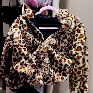Top shop cheeta faux fur coat